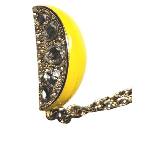 Pendant Necklace Ann Taylor Signed Yellow Lemon Wedge Long Gold Women Jewelry - Picture 8 of 8